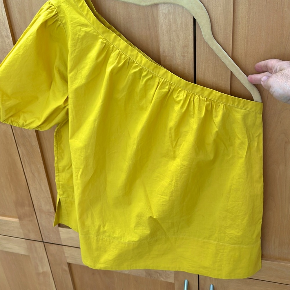 Ann Taylor One Shoulder Puff Sleeve Statement Top Women's Size M